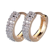 Hoop Earrings Zircon 18K Gold Plated Rhinestone Crystal Luxury Round Hoop Earring Jewelry for Women Pendientes Aros Oro E101