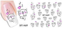 Hot Sale 1 Sheet Watermark Sticker Cute Cat Decals For Nail Art DIY Water Transfer Decal