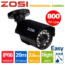Zosi 8-канальный 1/3 цветной cmos-датчик 800TVL пуля мини-видеонаблюдения камера HD открытый черный 24 ИК ик-светодиодов день / ночь безопасности дома видео камеры наблюдения