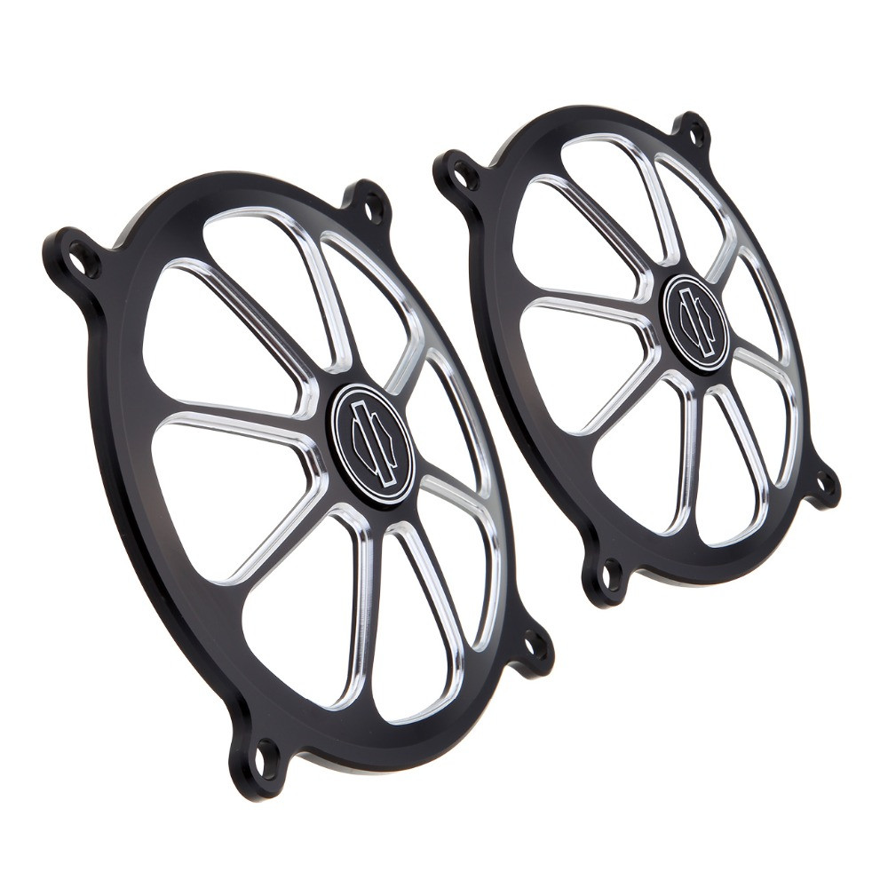 Black-CNC-Audio-Fairing-Mount-Speaker-Grill-Cover-For-Harley-Touring-Glid