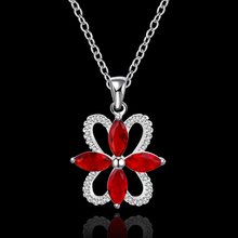Sterling 925 silver necklace , high quality free shipping , luxurious western inlaid red stones jewlery , fashion crystal