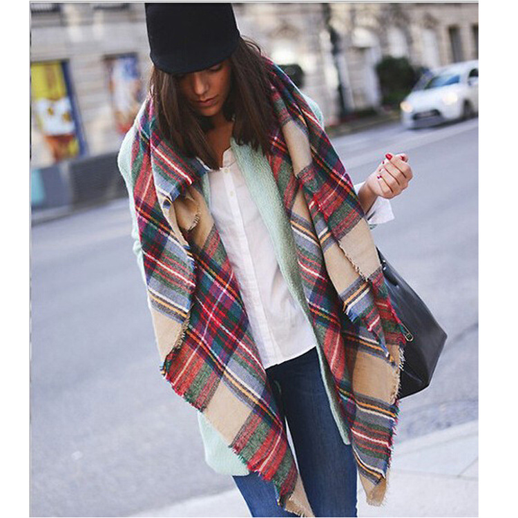 2015 New Arrival Fashion Scarf Wrap Shawl Plaid Cozy Checked Women Lady