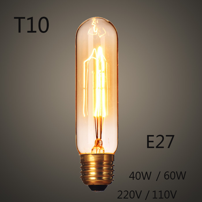 New T10  Edison Light Bulb E27 Incandescent Light 40W 60W 220V 110V Lamps Filament Bulb Edison Lamp for Home Decoration Lighting