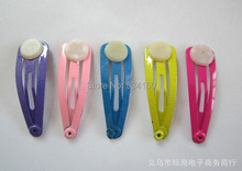 100PCS 32mm Baby metal hair snap clip findings plastic round flat pad Assorted