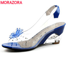 EUR Size 34-43 Factory wholesale Price simple fashion transparent wedge heels sandals dress casual shoes ladies sandals 2015