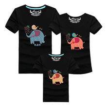 1 pc 95% Cotton T Shirt Elephant Black Family Set T Shirts Matching Family Clothing Men Women Kids Large T-Shirts 4XL Men Tees