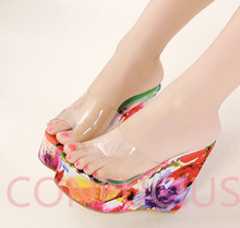 Dilys shoes printing flower jelly slippers 34 sandals slippers female wedges slides women flip flops female pumps casual shoes