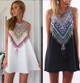 Women Summer dress Casual boho Maxi vestido de renda Mini Dress Beach Floral dress sleeveless dresses