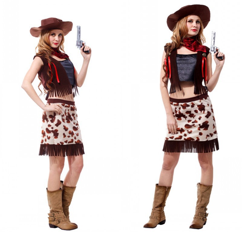 Free Shipping Womans Halloween Costumes Cowgirl Costume Cowgirl