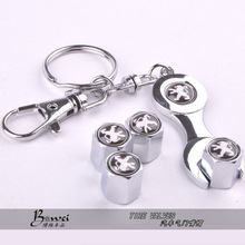 New Hot Sale Car Wheel Tire Valve Caps with Mini Wrench & Keychain for Peugeot (4-Piece/Pack)