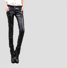 2014 new PU stitching leather pants female trousers skinny pencil pants Leggings feet jeans boots pants Korean Y1125-59D