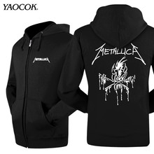 New 2016 Fashion Hip Hop Zipper Jacket Leather Winter Sports Coat Printed Metallica Rock Band Casual Hoodies Sweatshirts Men