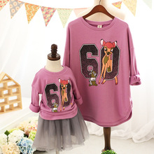 2015 autumn matching mother daughter clothes children hoodies harajuku women sweatshirts family clothing plus size