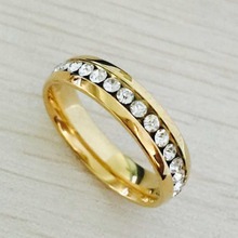 Famous Brand classic 6mm 18K gold Plated CZ diamond rings Wedding Band lovers Ring for Women