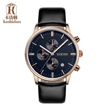 Ksd luxury Brand cuero genuino relojes de cuarzo correa relojes diver hombres de moda casual reloj de múltiples funciones reloj para hombre