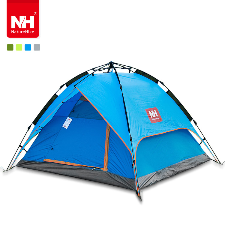 NH outdoor camping tent 3-4 persons double layer automatic tent camping speed open tent with floor mat