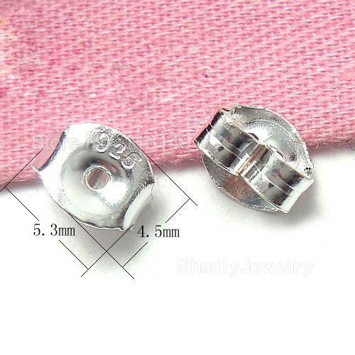 Wholesale 100 pairs/lot 5.3*4.5mm 925 Sterling Silver Stud Earring Backs Stoppers Ear Nuts Jewelry Findings Components SEA-EB002