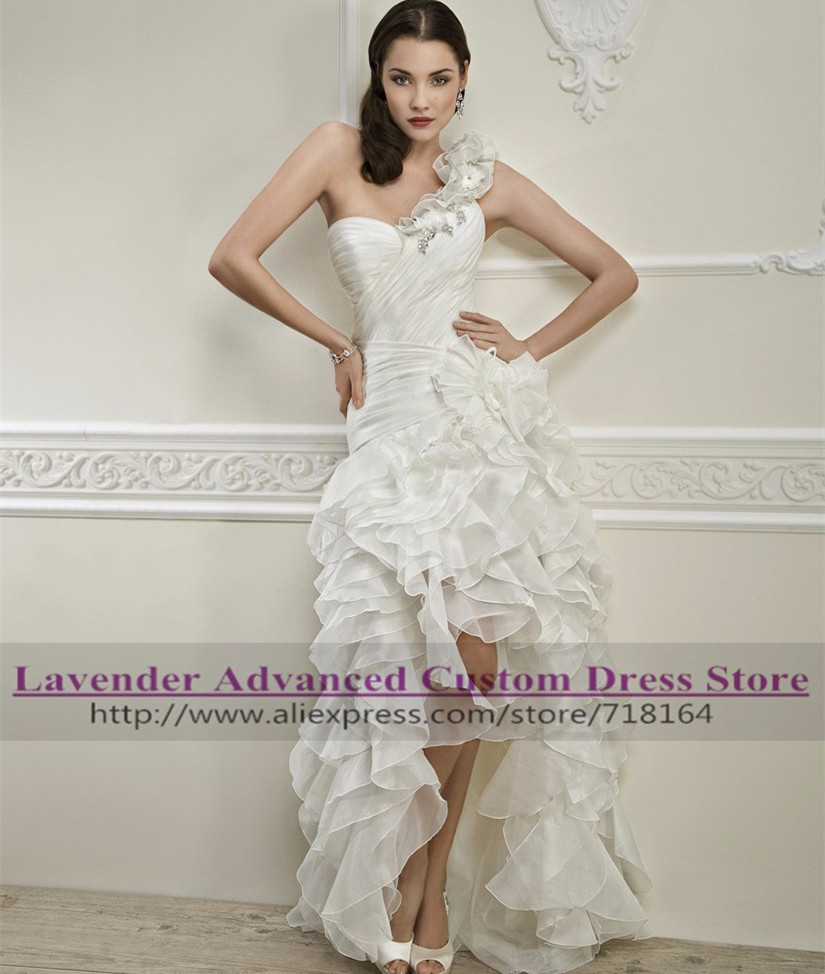 Wedding Hi Low Wedding Dress popular one shoulder high low wedding dress buy cheap 2017 country western front short back long bridal dresses organza