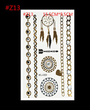 Gold Flash Tattoos Wind Chime Inspired Sticker Sheet Temporary Metallic Tattoo