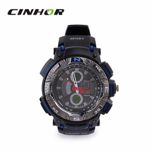 Ohsen AD1310 del deporte de hombre analógico + Digital cuarzo reloj de pulsera negro + Deep Blue ( 1 x CR-2025 )