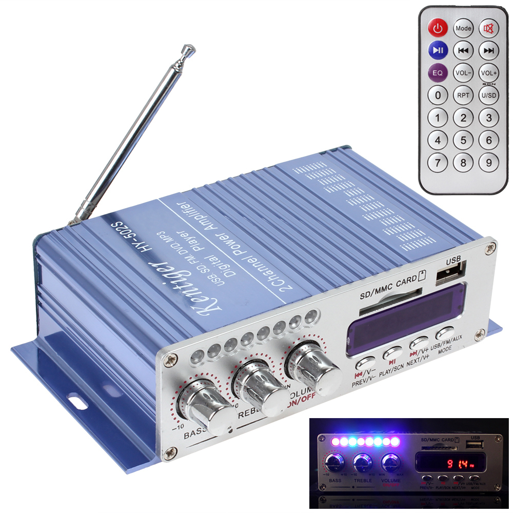 HY502S FM Audio + MP3 Speaker Car Bluetooth Amplifier HiFi Mini 2 Channel Digital Power Player With LED Light HY502S FM Audio + MP3 Speaker Car Bluetooth Amplifier HiFi Mini 2 Channel Digital Power Player With LED Light