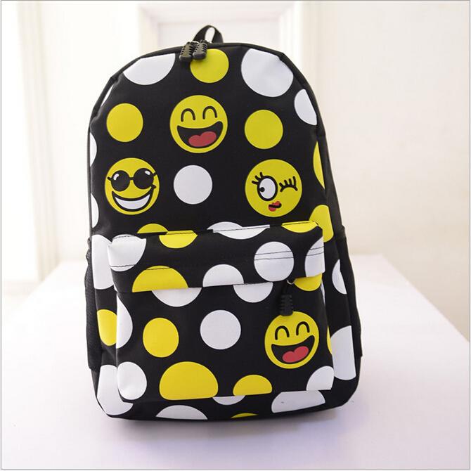 2016 FASHION Priting Canvas Smiley School Bag Casual Children Smile School Bags For Teenagers Women s