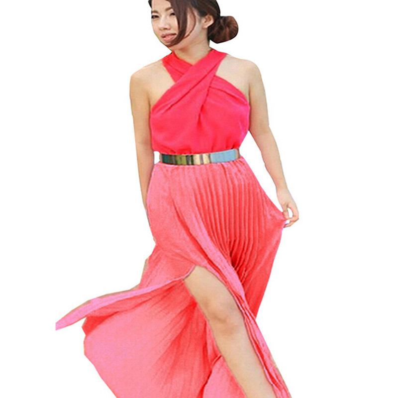 Quality Chiffon Dress Women Summer Sexy Beach A-Line Solid Color Off ...