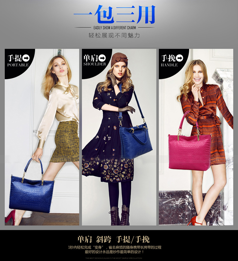 2015 Fashion Brand GENUINE LEATHER Handbag Women Vintage Tote Cow