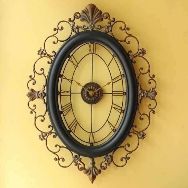 European retro wrought iron Hollow wall clock decoration creative Large