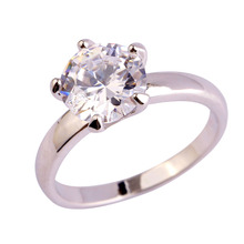 Wedding New Fashion Attractable Dazzling Round Cut White Topaz 925 Silver Ring Size 6 7 8