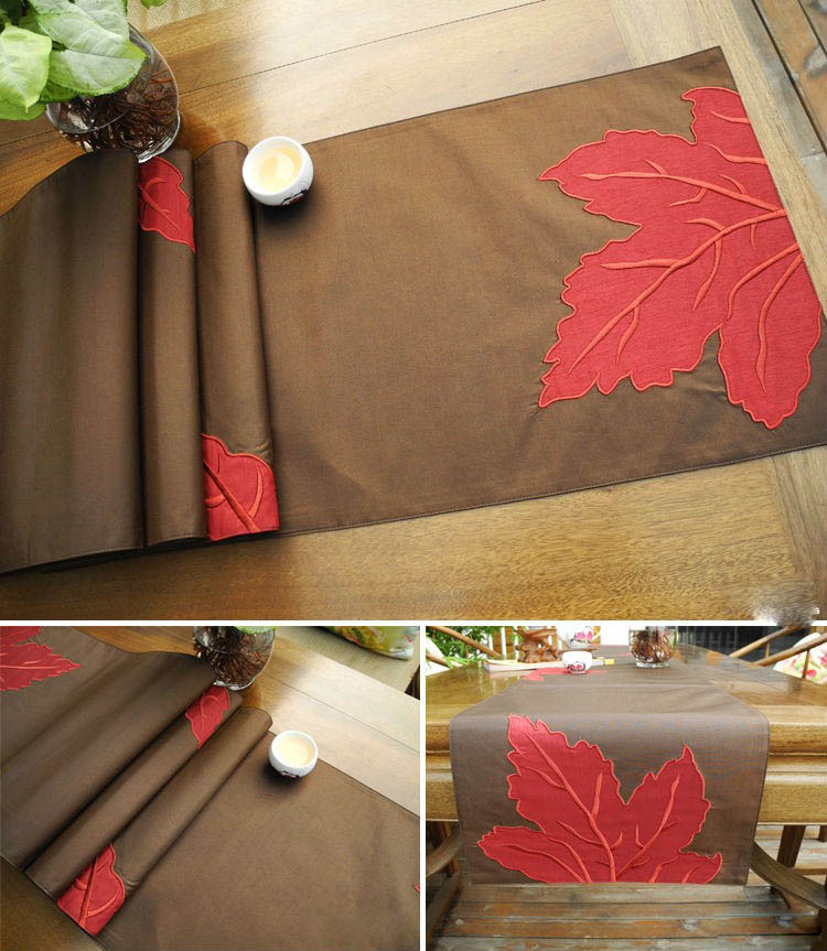 Table Coffee runner table placemat Leaf Runner Runner Placemat.jpg Embroidery Applique  Table