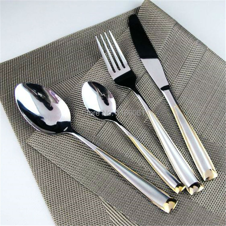 New 24Pcs Stainless Steel Gold Flatware Sets Plated Cutlery Dinner Set