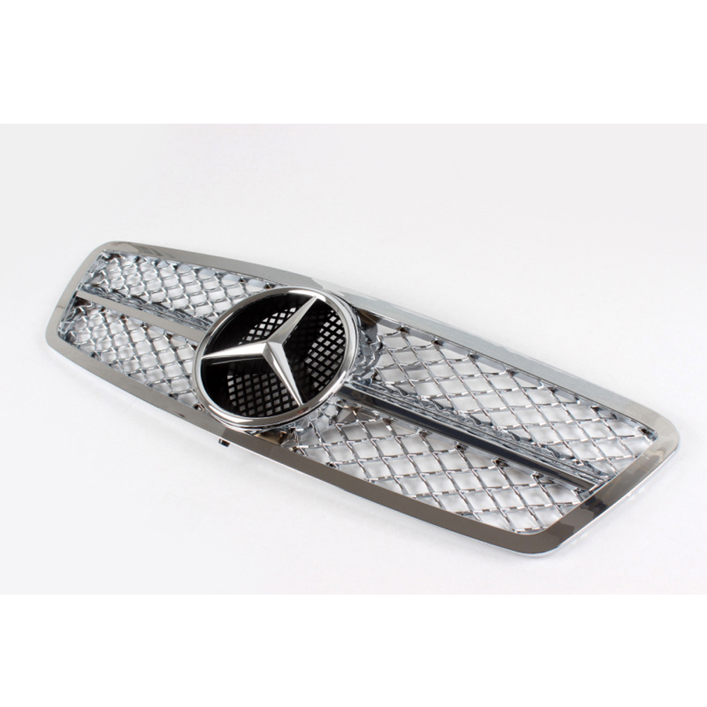 All Chromed ABS 1 Bar Model C Class Bumper Mesh Grills, Car Front Grille For Mercedes   (Fits For 01-07 W203  C230 C240 C280)