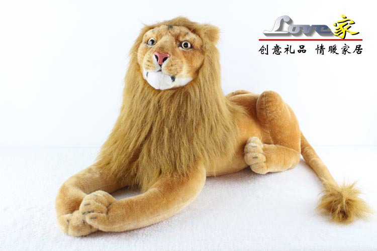 Фотография creative lovely plush lion toy stuffed simulation lying lion doll lion birthday gift about 75cm