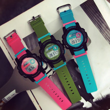 Cute Fashion Digital LED Stop Watch Rubber Watch Wristwatches Gift Hours for Women Girls Children Black