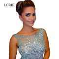Turquoise Mermaid Evening Gowns Dresses Abendkleider Crystal 2016 Scoop Neckline Sexy Backless Long Prom Dress Formal