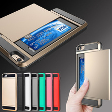 New Fashion Hybrid phone case capa for Apple iphone 5 5s Top Quality Card Slider with Card Storage Armor cover for i5 phone bag