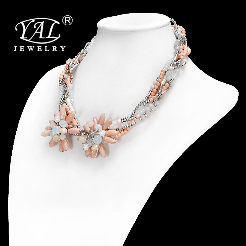 B26        2015 Fashion Necklaces For Women Fabric Acrylic Resin Flower Necklace Collar Statement Necklace Pendant