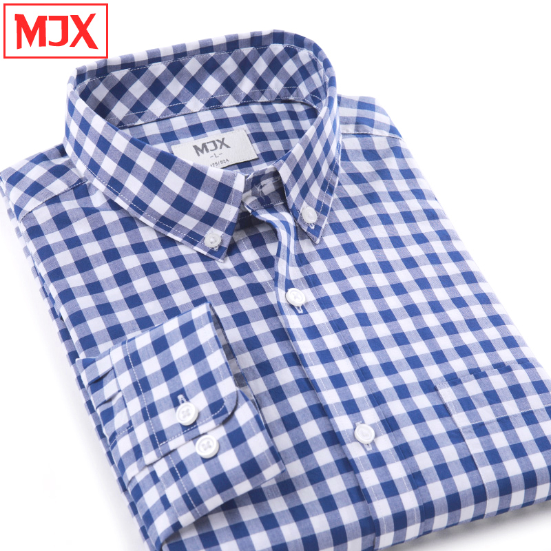 New springsummer 100cotton high quality pattern men business font b plaid b font shirts social long
