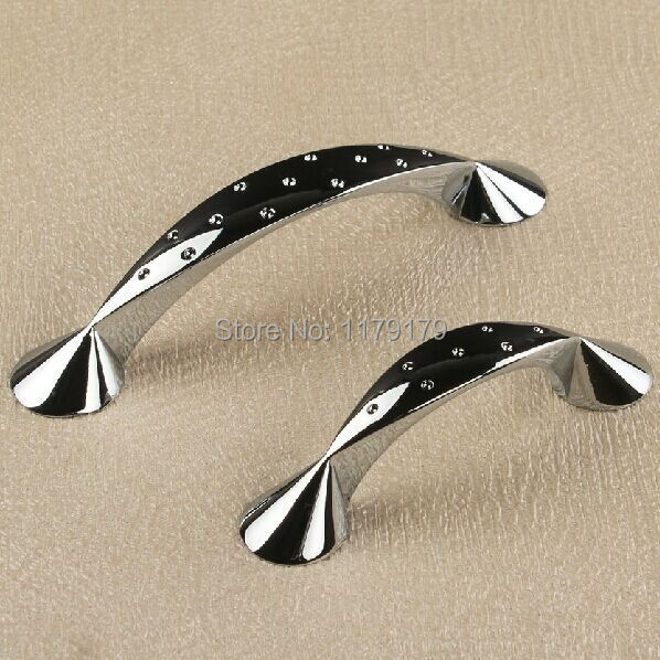 shiny silver kichen cabinet handle pull bright chrome cupboard pull 96mm drawer  dresser furniture handles pulls knobs