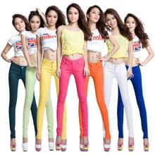 Super Deal 2015 Fashion Women Candy Colors Pencil Pants Spring Autumn Sexy Fit Jeans Plus Size