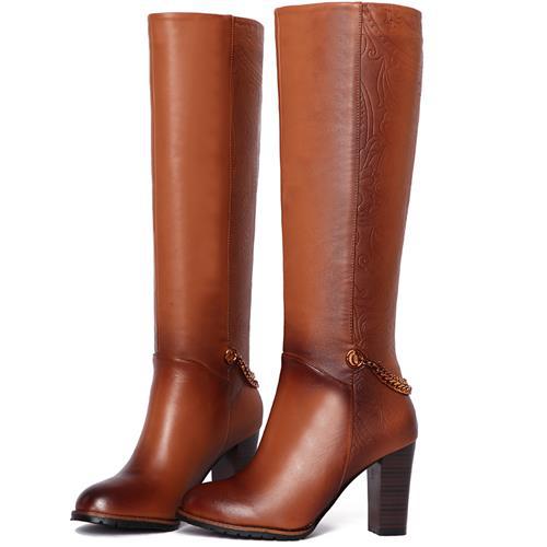 bottes cuir femme marron talon