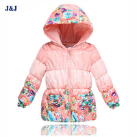 Classical floral girls winter coat kids outwear inner pure cotton down high quality soft material keep warm girls clothes coats 