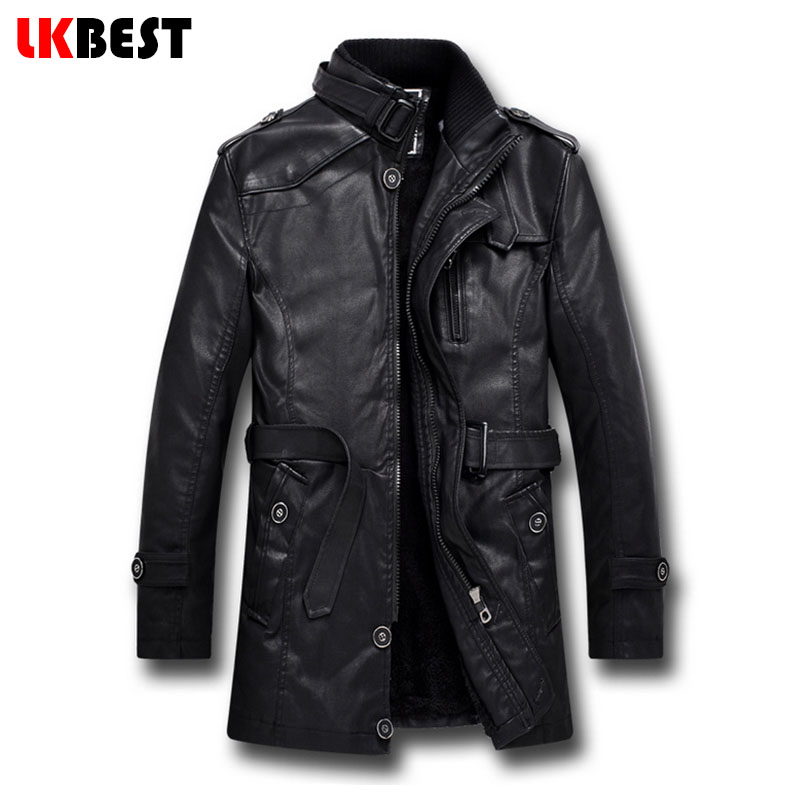 2015 new arrival black leather jacket men cashmere thick warm long pilot leather jacket wool liner pilot leather jacket (FY006)
