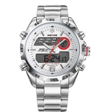 Weide WH-3403 Men ‘ s Casual reloj del deporte del acero inoxidable analógico Digital de pulsera resistente al agua 2015 nueva moda Color plata