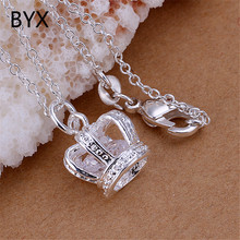 Cubic zirconia noble crown pendant for necklace women girl fashion jewelry silver plated birthday valentine gifts YXNE0829