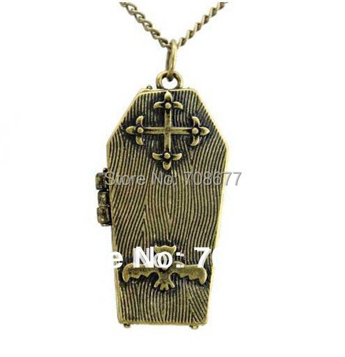 2pcs\/lot Best deal new arrivals Vintage korea jewelry Bronze Vampire Bat Cross Locket 