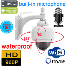 cctv ip camera 960P 1.3MP audio wireless outdoor ptz speed dome wifi waterproof onvif nvr home security system cam pan white