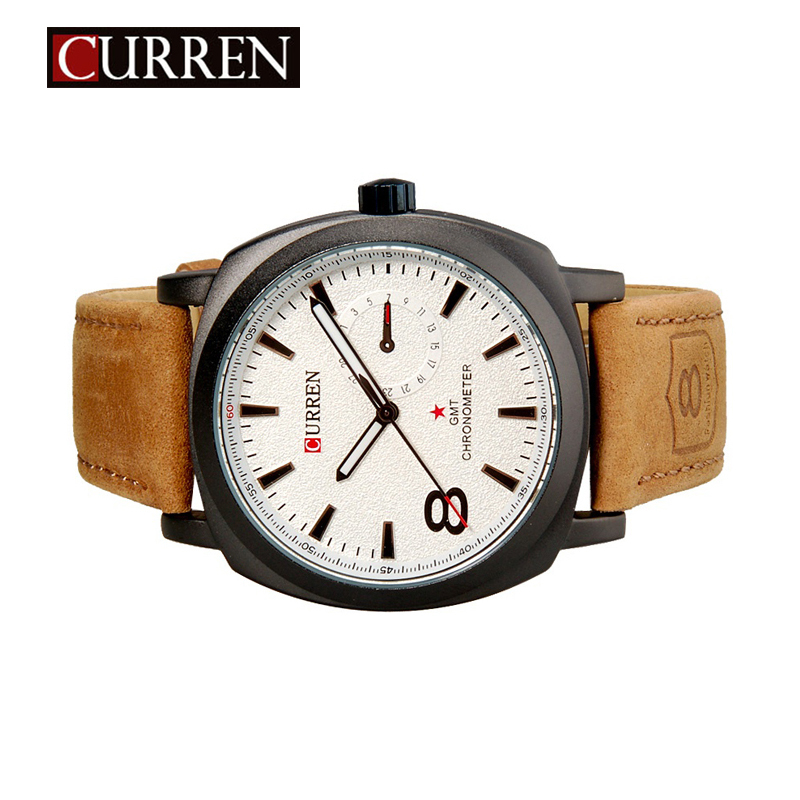 CURREN fashion quartz watch men casual wristwatch Genuine Leather strap army military sport watch for men