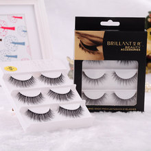 Free shipping 3pcs lot 100 handmade real mink fur false eyelash 3D strip mink lashes thick